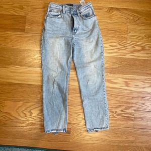 A&F ultra high rise straight jeans